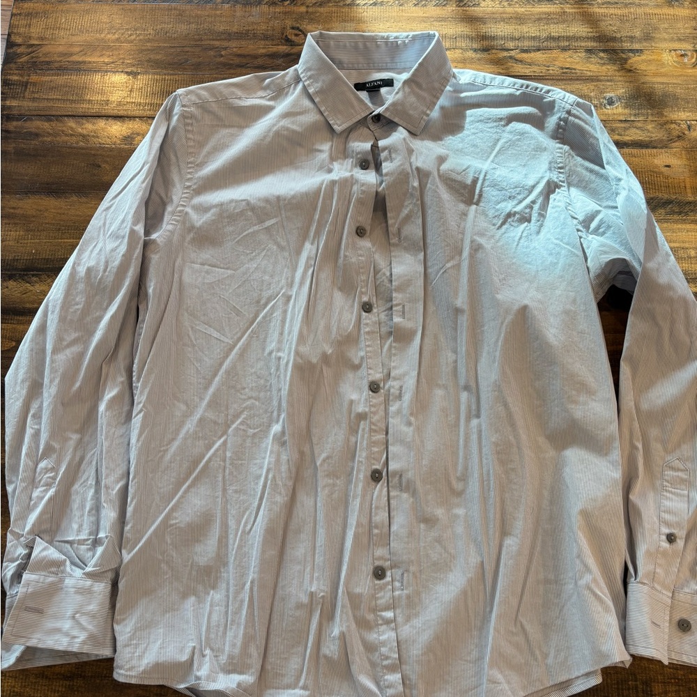 Alfani Light Gray Casual Button Down Shirt